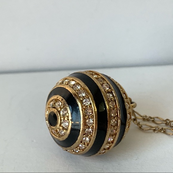 Extra Long Pave Set Rhinestone & Enamel Necklace - Picture 4 of 7